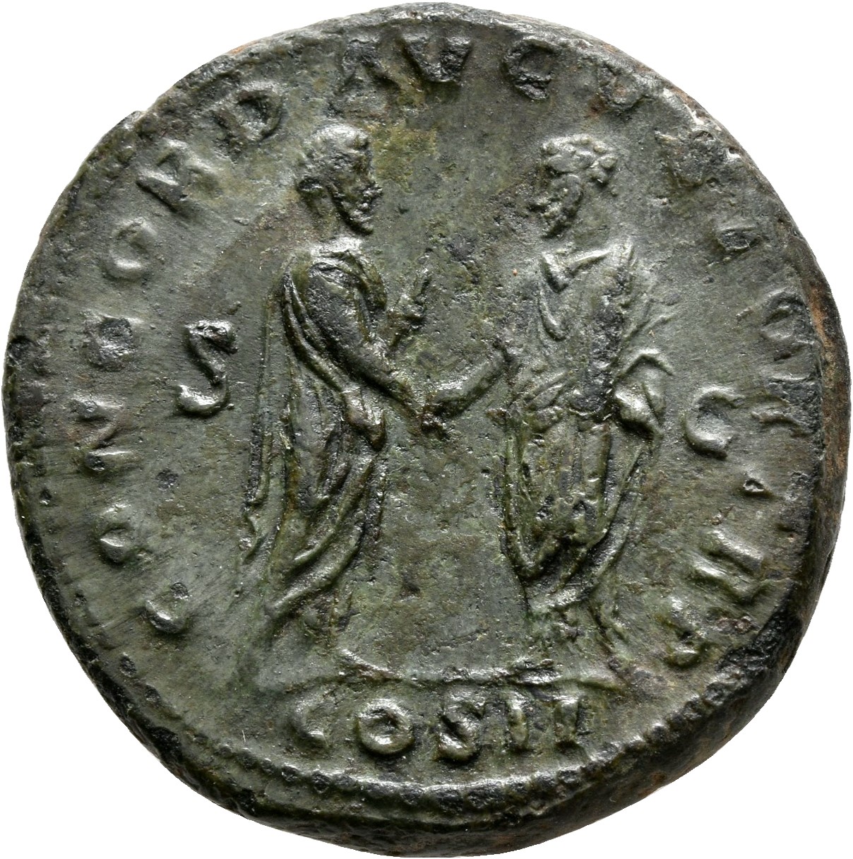 RIC III Marcus Aurelius 1288 Marcus Aurelius reverse, Marcus Aurelius and Lucius Verus, togate, standing right and left, c...