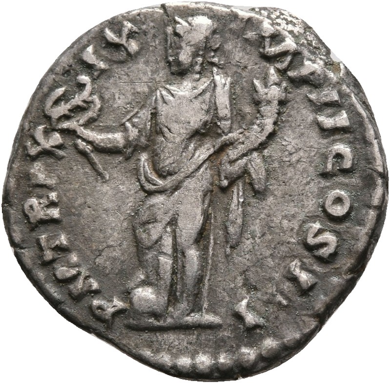 RIC III Marcus Aurelius 133 Marcus Aurelius reverse, Felicitas, draped, standing left, holding caduceus in right hand and ...