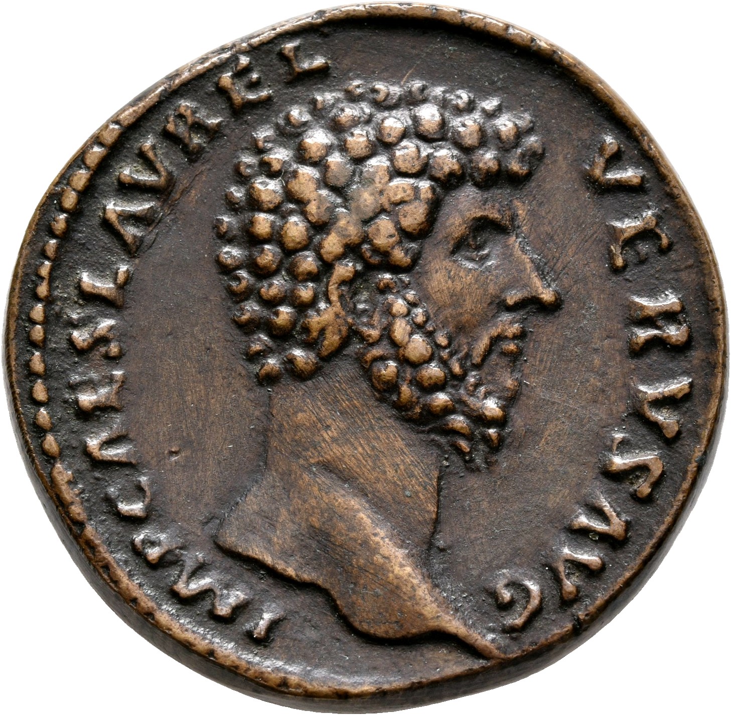 RIC III Marcus Aurelius 1345 Marcus Aurelius obverse, Head of Lucius Verus, bare, right