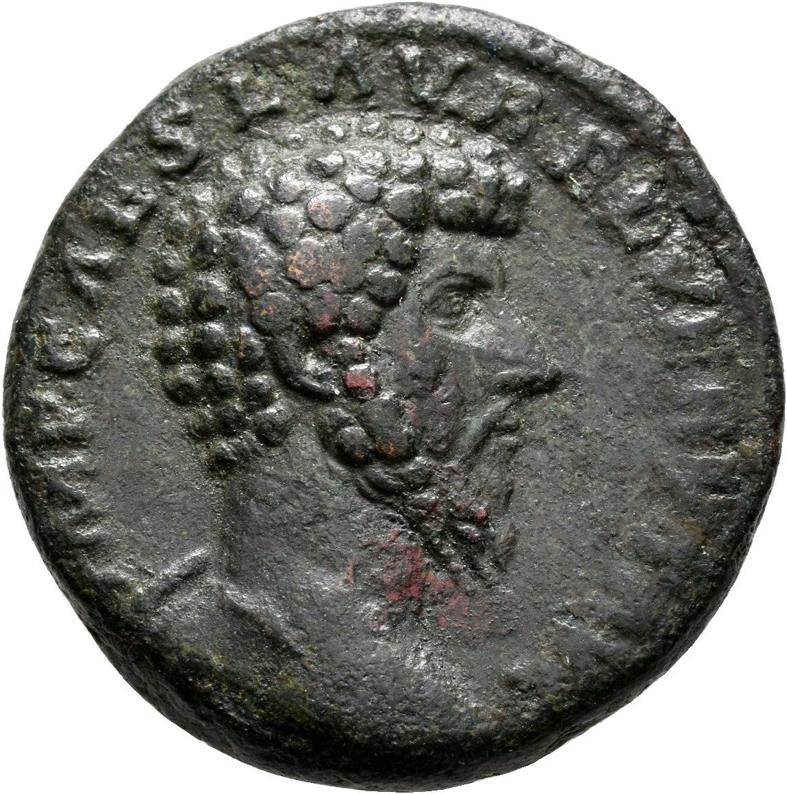 RIC III Marcus Aurelius 1357 Marcus Aurelius obverse, Bust of Lucius Verus, bare-headed, cuirassed, right