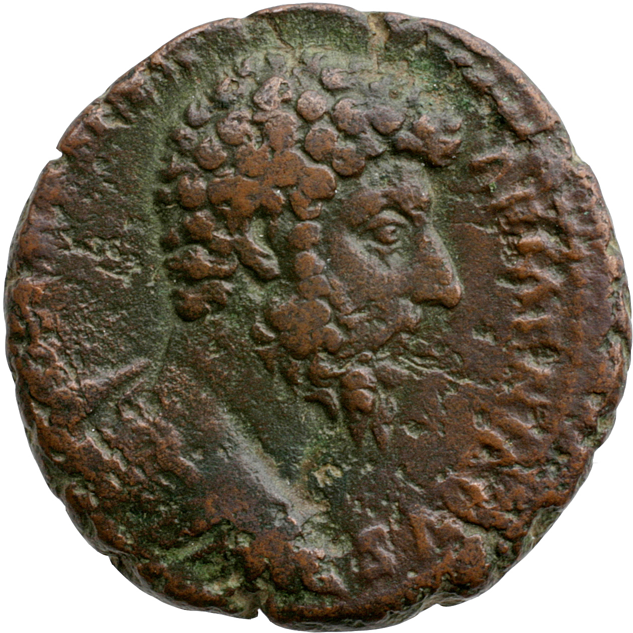 RIC III Marcus Aurelius 1418 Marcus Aurelius obverse, Bust of Lucius Verus, bare-headed, cuirassed, right