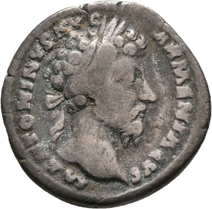 RIC III Marcus Aurelius 142 Marcus Aurelius obverse, Head of Marcus Aurelius, laureate, right