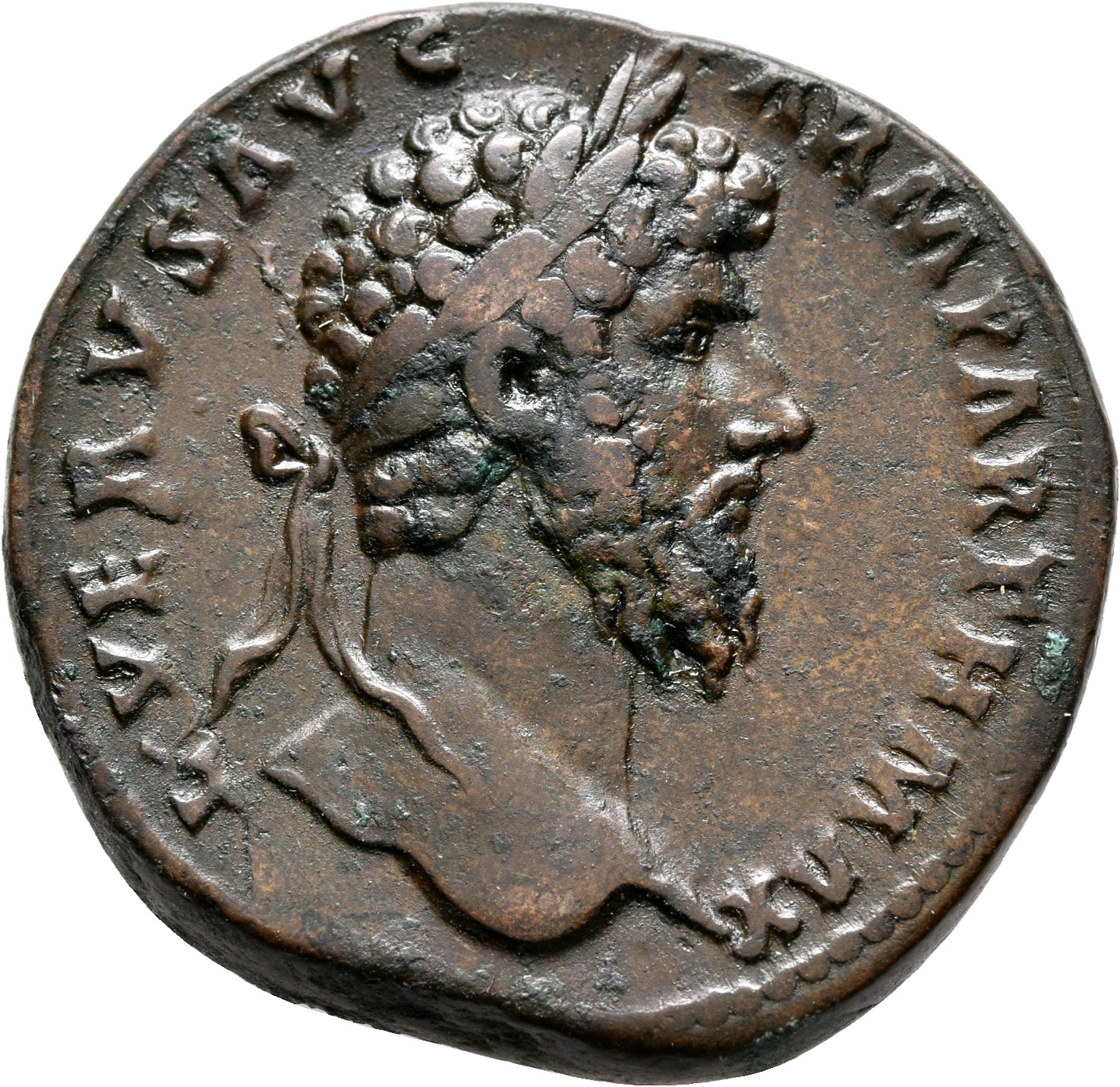 RIC III Marcus Aurelius 1433 Marcus Aurelius obverse, Head of Lucius Verus, laureate, right
