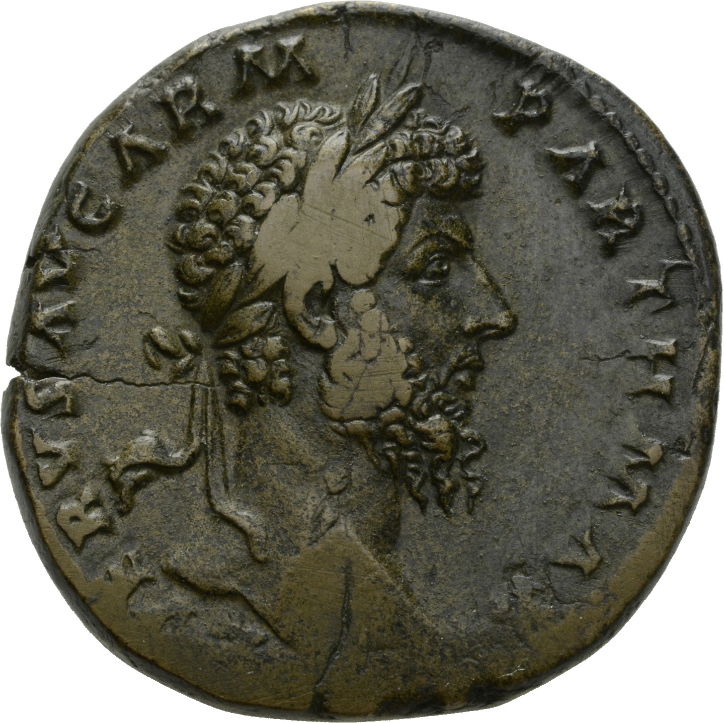 RIC III Marcus Aurelius 1440 Marcus Aurelius obverse, Head of Lucius Verus, laureate, right