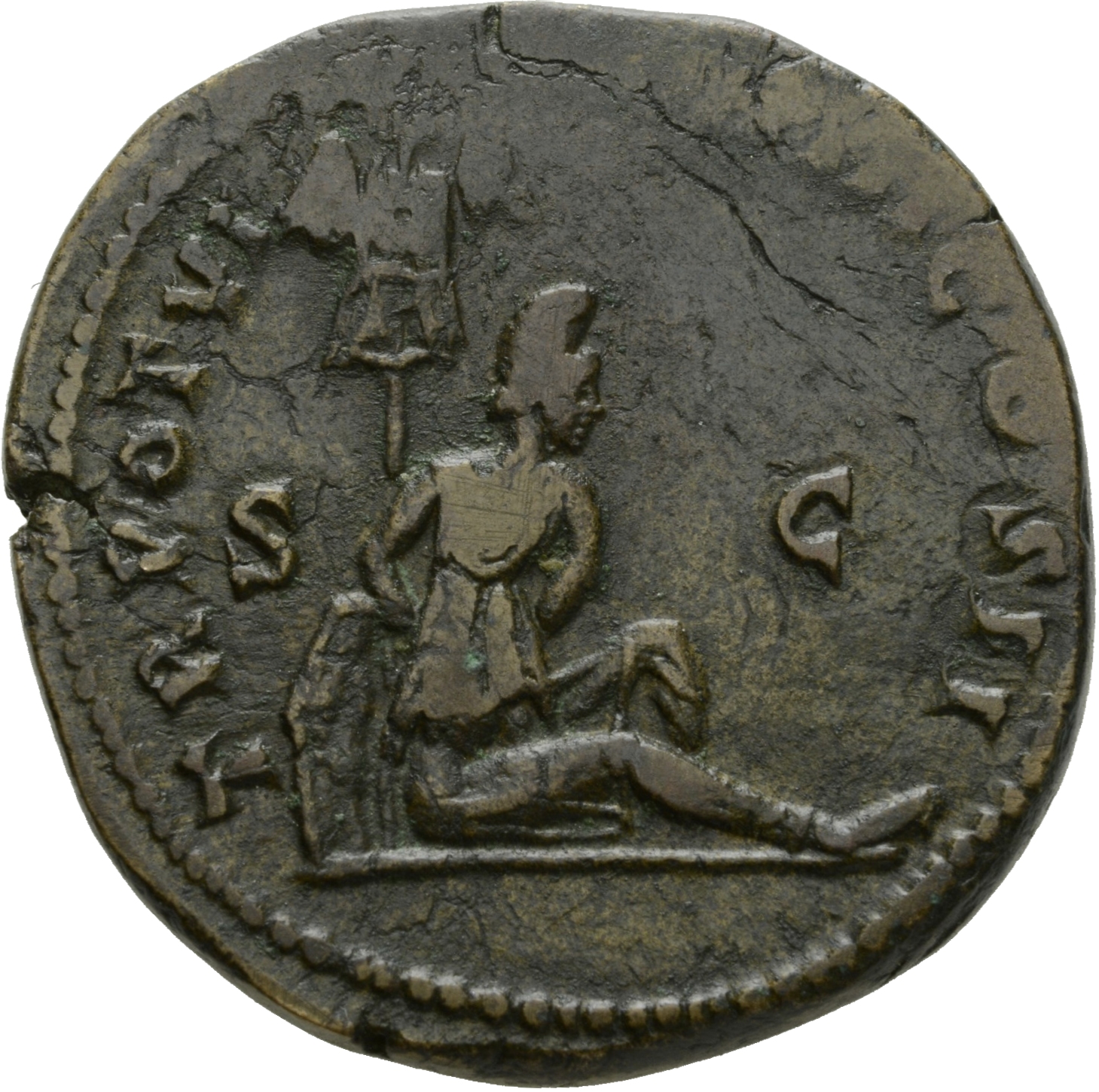 RIC III Marcus Aurelius 1440 Marcus Aurelius reverse, Parthian, seated right at base of trophy, with hands bound behind hi...
