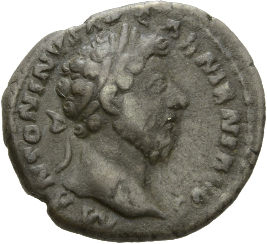 RIC III Marcus Aurelius 146 Marcus Aurelius obverse, Head of Marcus Aurelius, laureate, right