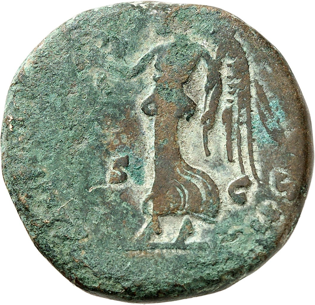 RIC III Marcus Aurelius 1460 Marcus Aurelius reverse, Victory, winged, draped, advancing left, holding wreath in extended ...
