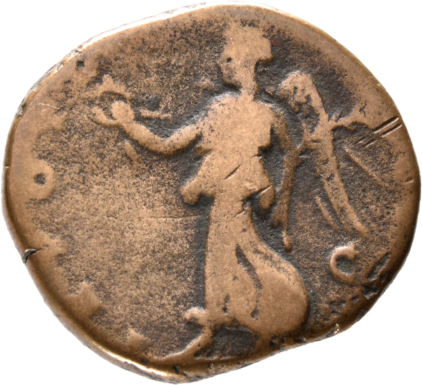RIC III Marcus Aurelius 1462 Marcus Aurelius reverse, Victory, winged, draped, advancing left, holding wreath in extended ...