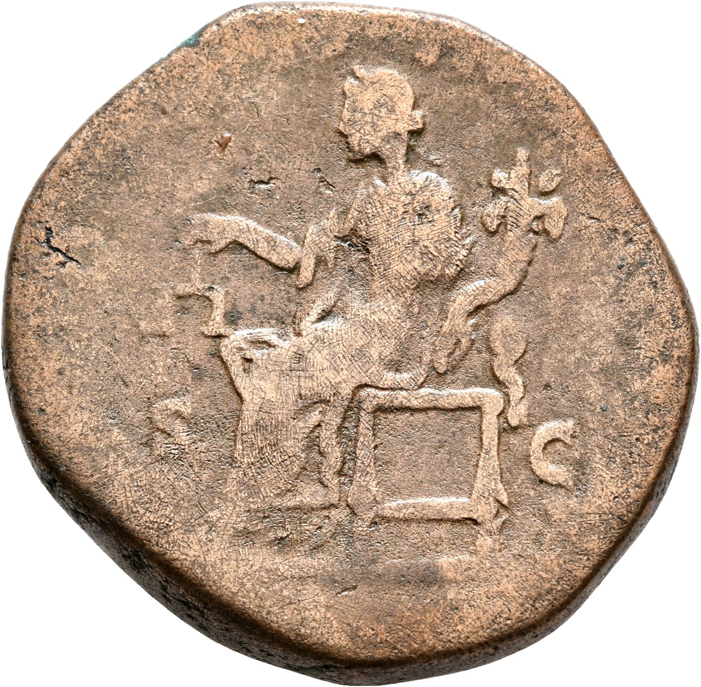 RIC III Marcus Aurelius 1484 Marcus Aurelius reverse, Aequitas, draped, seated left on low seat, holding scales and cornuc...