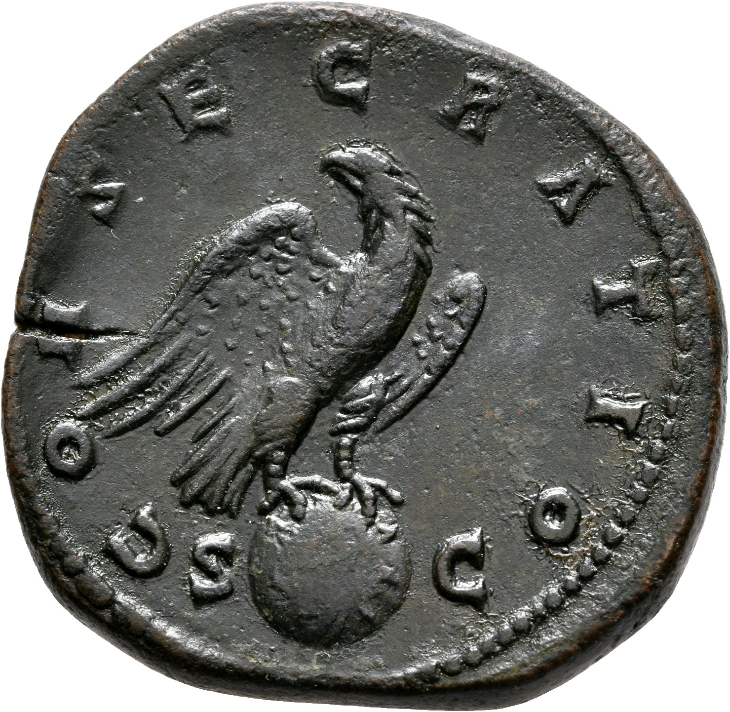 RIC III Marcus Aurelius 1509 Marcus Aurelius reverse, Eagle, head turned left, standing right on globe on which are someti...