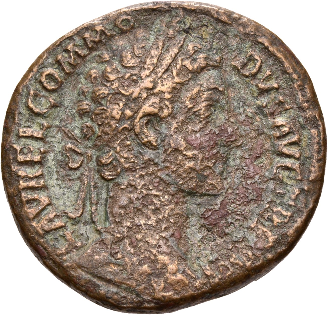 RIC III Marcus Aurelius 1607 Marcus Aurelius obverse, Head of Commodus, laureate, right