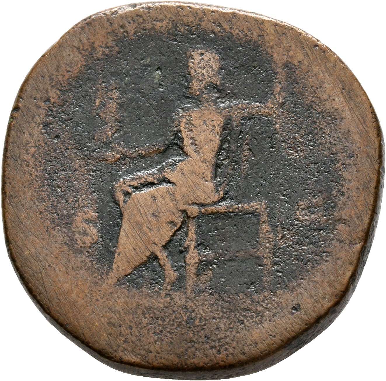 RIC III Marcus Aurelius 1612 Marcus Aurelius reverse, Jupiter, half-draped, seated left on throne, holding Victory in exte...