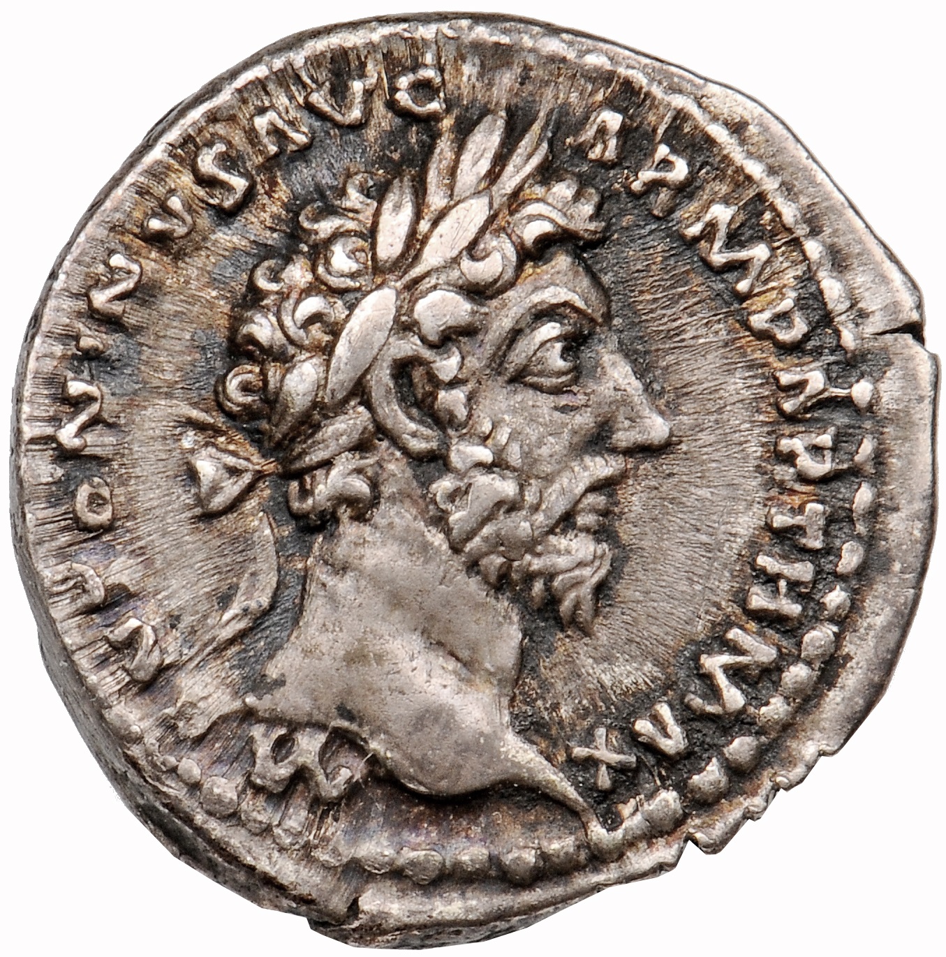 RIC III Marcus Aurelius 163 Marcus Aurelius obverse, Head of Marcus Aurelius, laureate, right