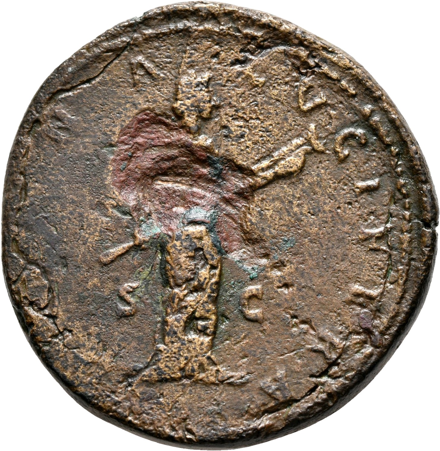 RIC III Marcus Aurelius 1630 Marcus Aurelius reverse, Diana, draped, standing front, head right, holding transverse lighte...