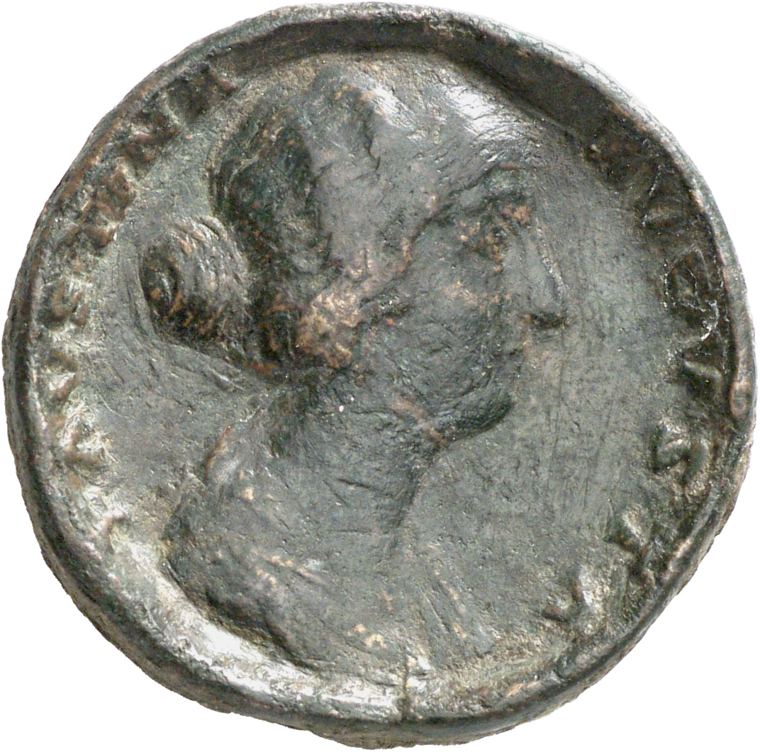 RIC III Marcus Aurelius 1635 Marcus Aurelius obverse, Bust of Faustina the Younger, draped, hair elaborately waved in near...