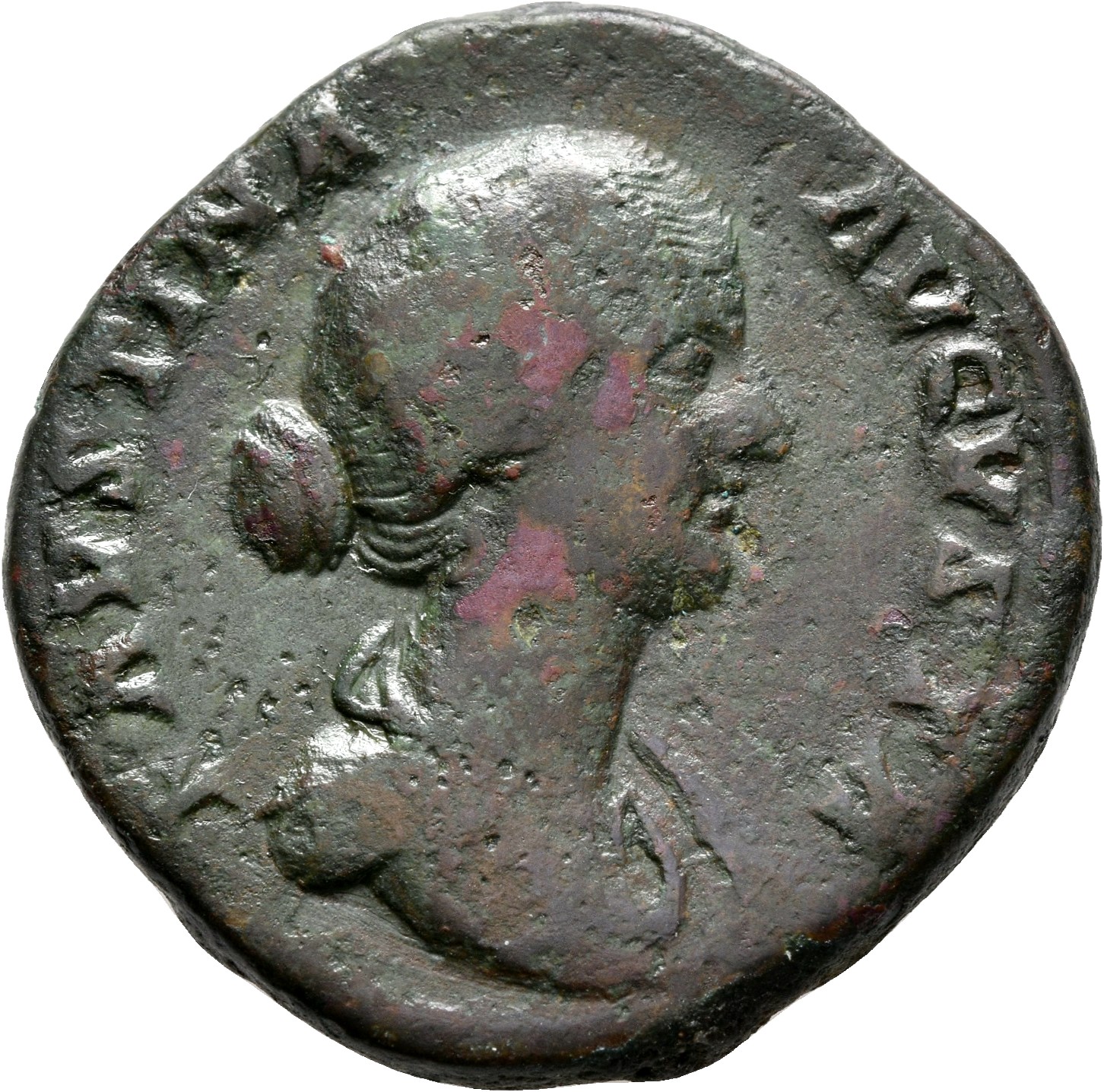 RIC III Marcus Aurelius 1635 Marcus Aurelius obverse, Bust of Faustina the Younger, draped, hair elaborately waved in near...