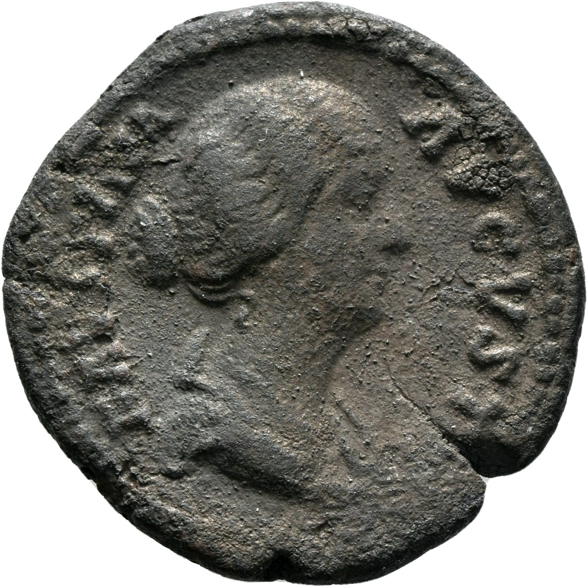 RIC III Marcus Aurelius 1636 Marcus Aurelius obverse, Bust of Faustina the Younger, draped, hair elaborately waved in near...