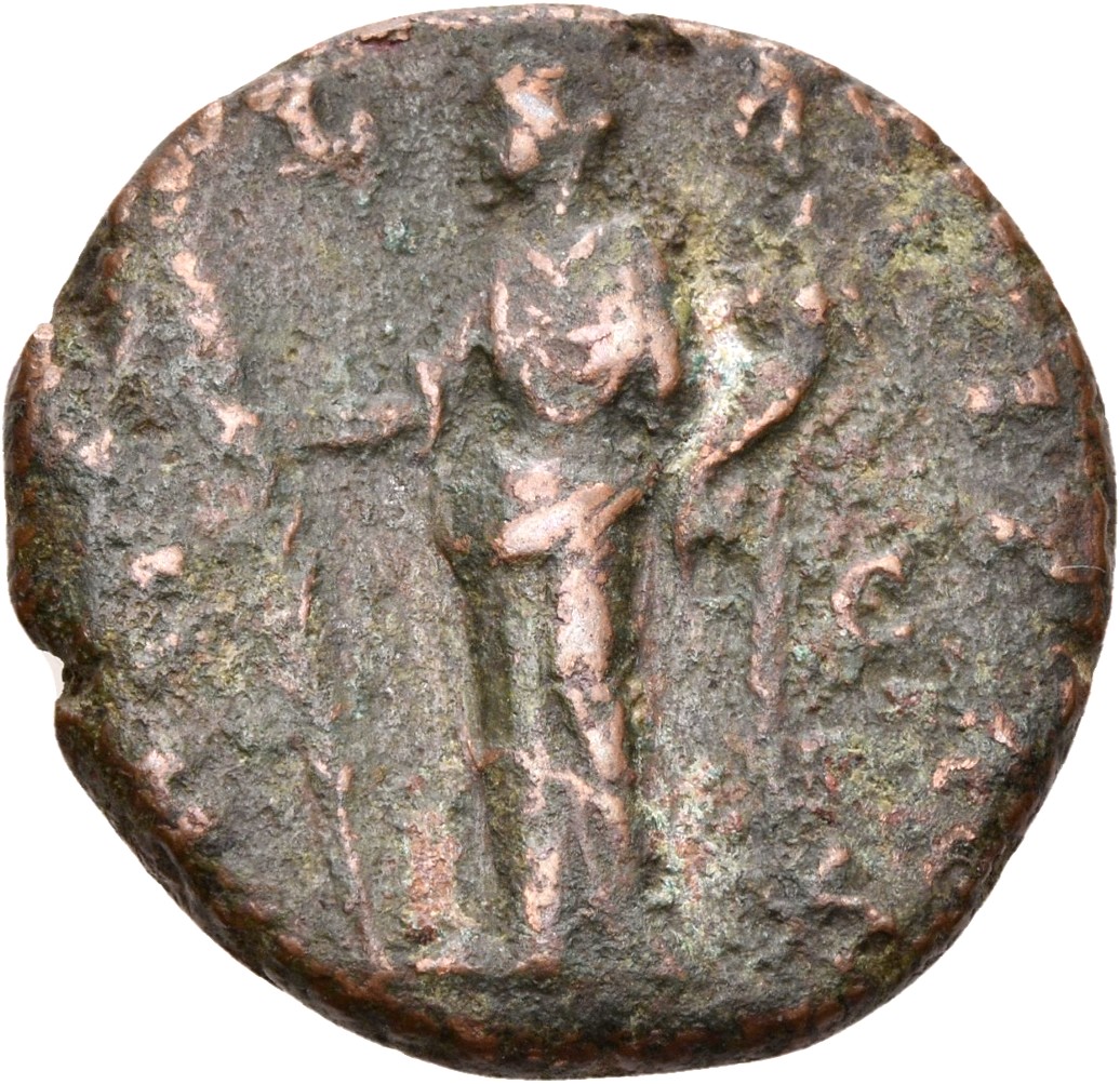 RIC III Marcus Aurelius 1643 Marcus Aurelius reverse, Hilaritas, draped, standing left, holding long palm, nearly vertical...