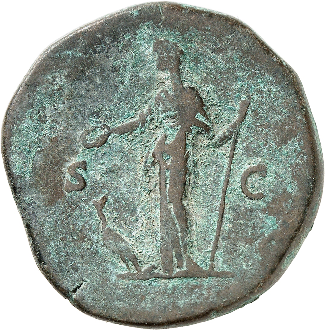 RIC III Marcus Aurelius 1645 Marcus Aurelius reverse, Juno, draped, standing left, holding patera in extended right hand a...