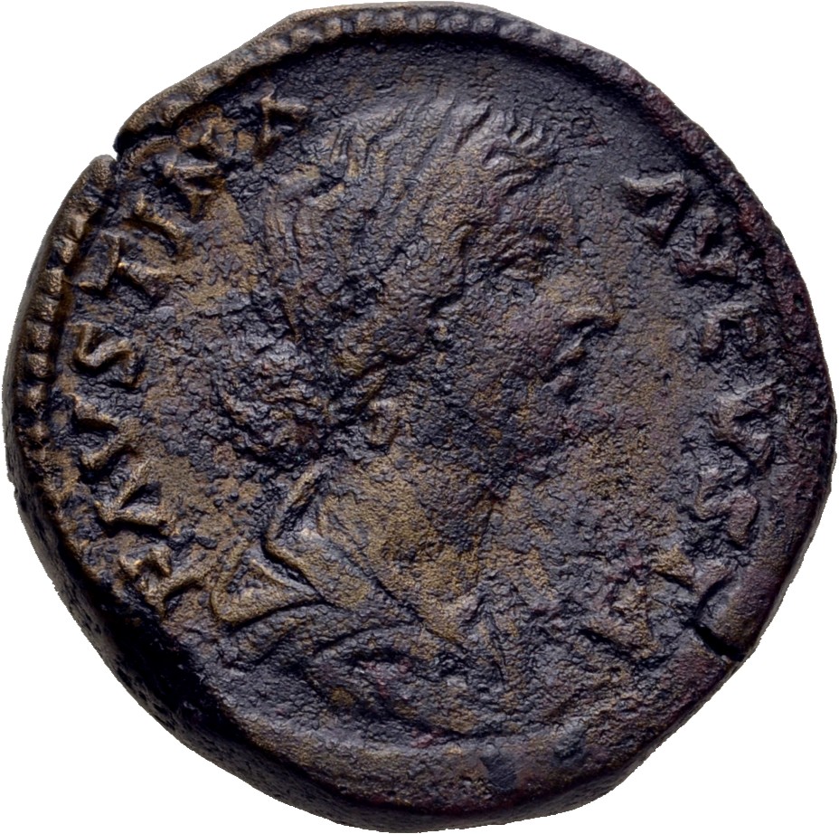RIC III Marcus Aurelius 1645 Marcus Aurelius obverse, Bust of Faustina the Younger, draped, double row of pearls, hair ela...