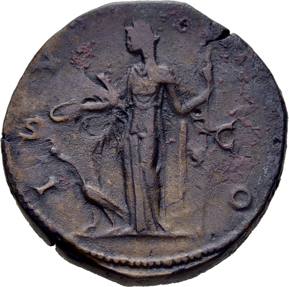 RIC III Marcus Aurelius 1645 Marcus Aurelius reverse, Juno, draped, standing left, holding patera in extended right hand a...