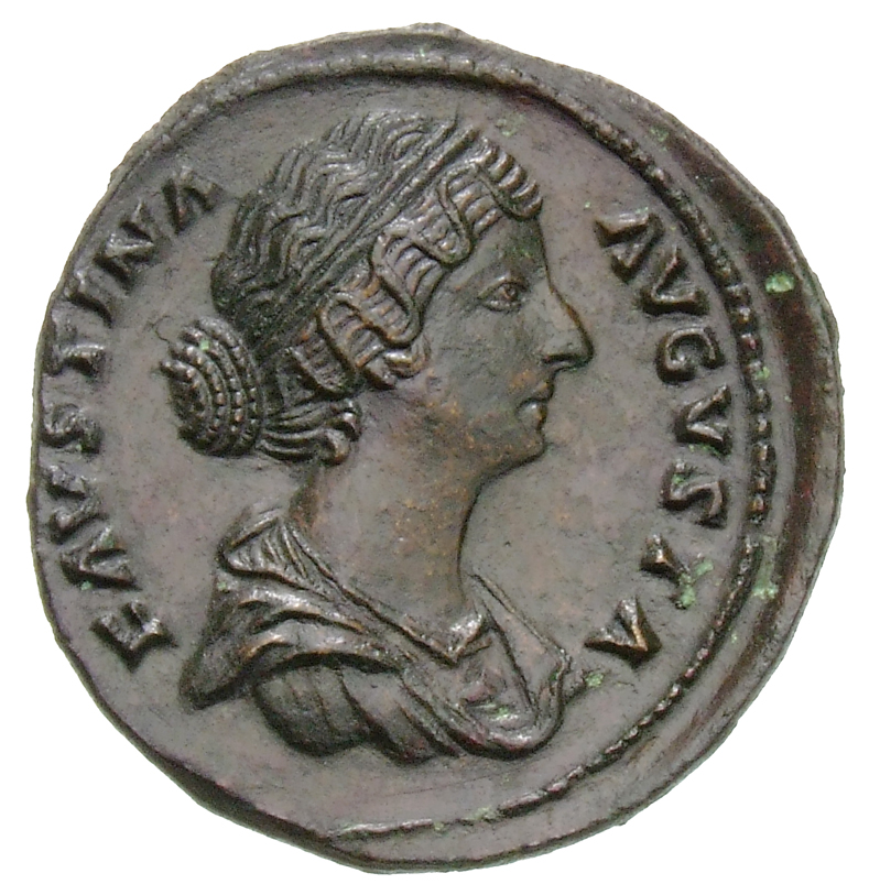 RIC III Marcus Aurelius 1651 Marcus Aurelius obverse, Bust of Faustina the Younger, draped, sometimes double row of pearls...