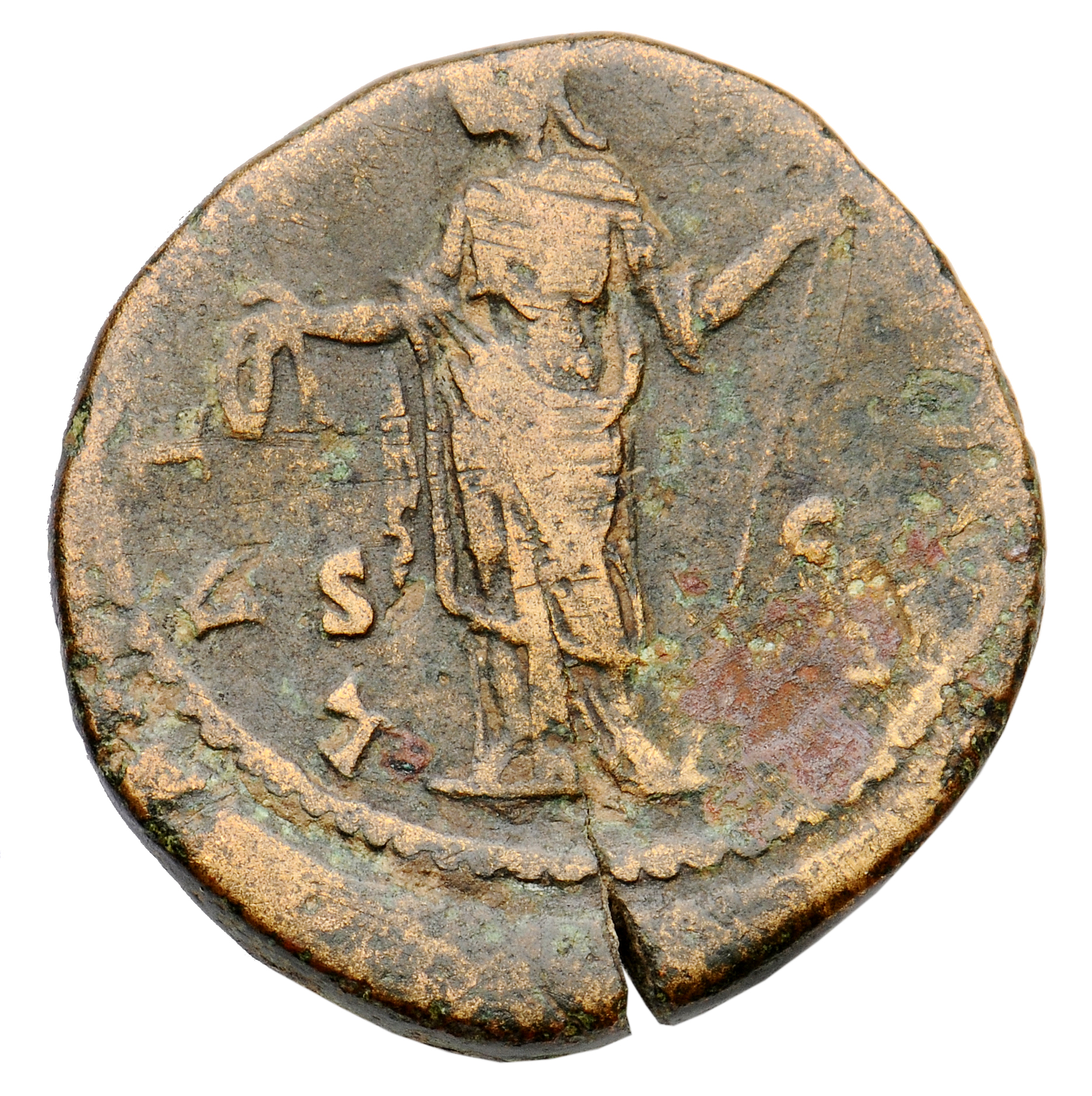 RIC III Marcus Aurelius 1655 Marcus Aurelius reverse, Laetitia, draped, standing front, head left, holding wreath in right...