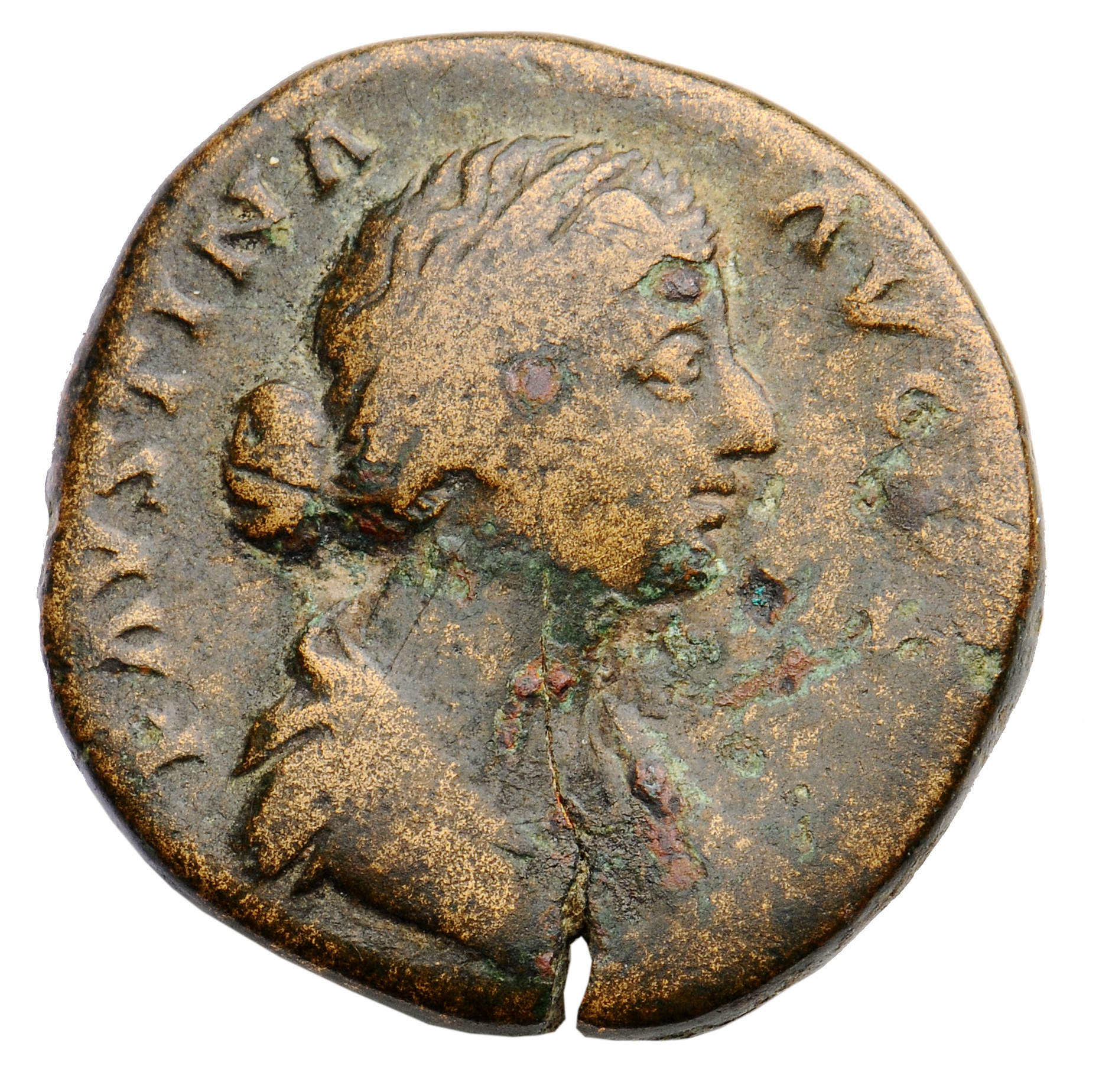 RIC III Marcus Aurelius 1655 Marcus Aurelius obverse, Bust of Faustina the Younger, draped, hair elaborately waved in near...