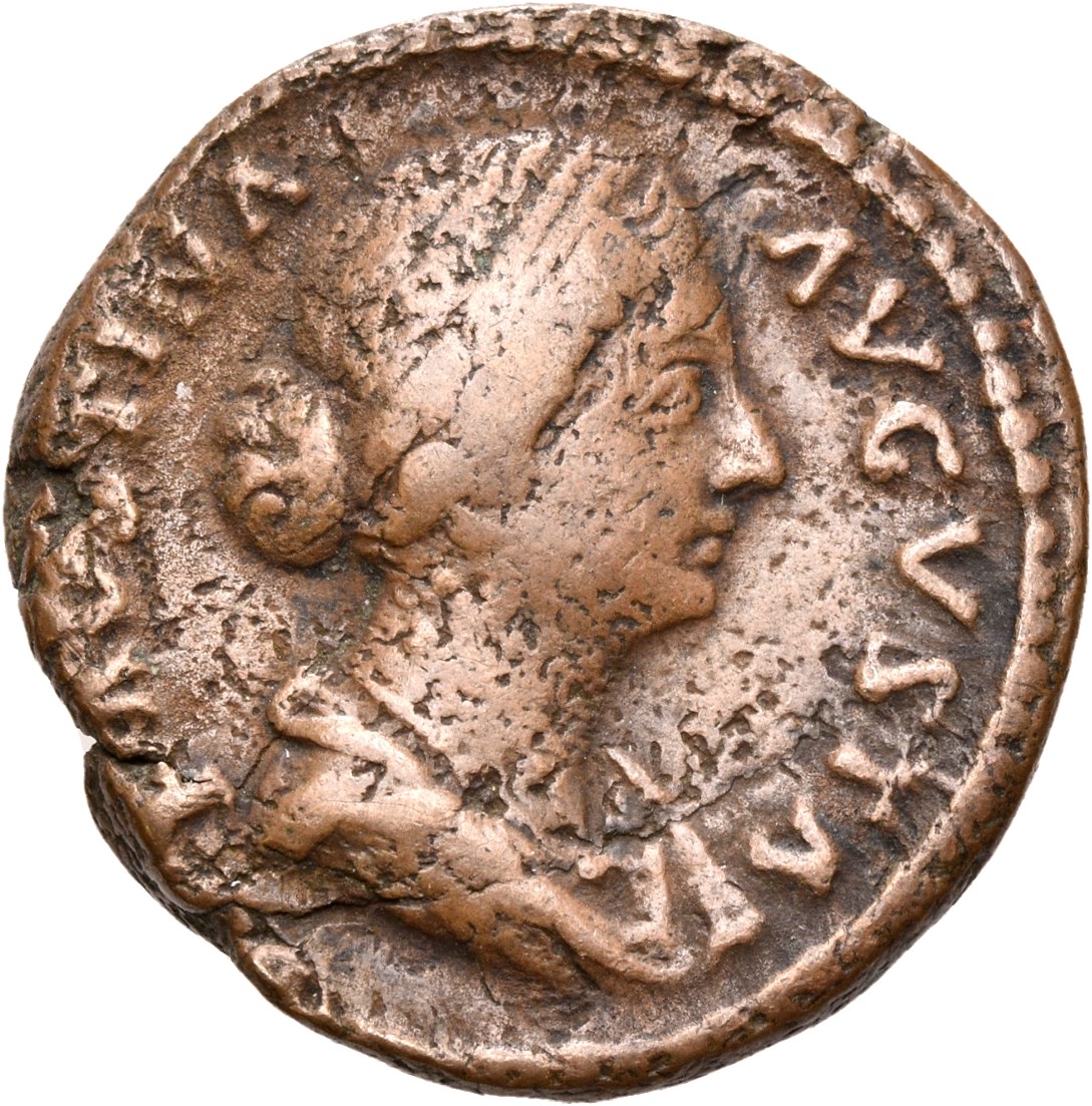 RIC III Marcus Aurelius 1656 Marcus Aurelius obverse, Bust of Faustina the Younger, draped, sometimes double row of pearls...
