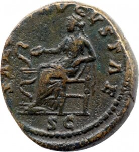 RIC III Marcus Aurelius 1668 Marcus Aurelius reverse, Salus, draped, seated left on low seat, feeding from patera in right...