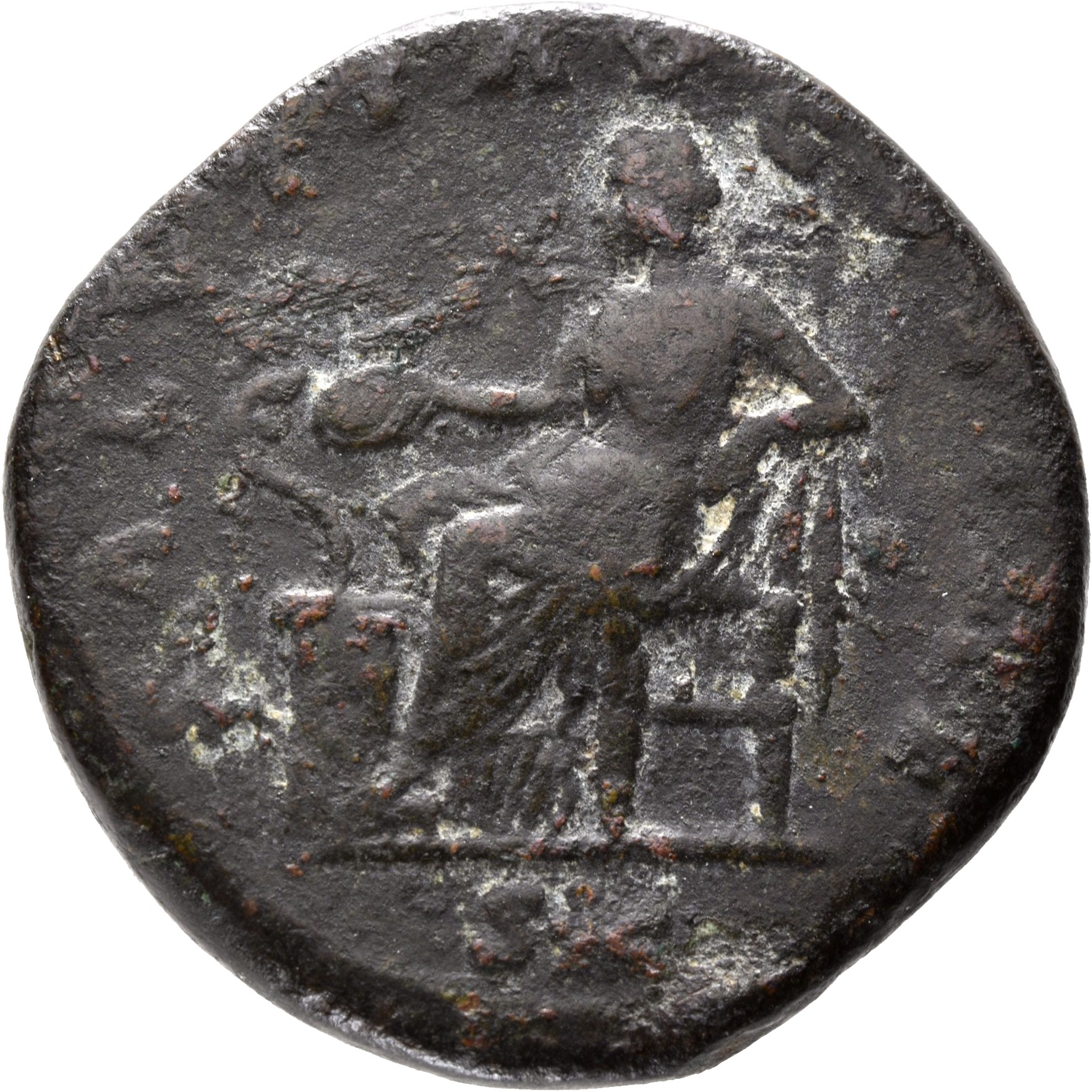 RIC III Marcus Aurelius 1668A Marcus Aurelius reverse, Salus, draped, seated left on low seat, feeding from patera in righ...