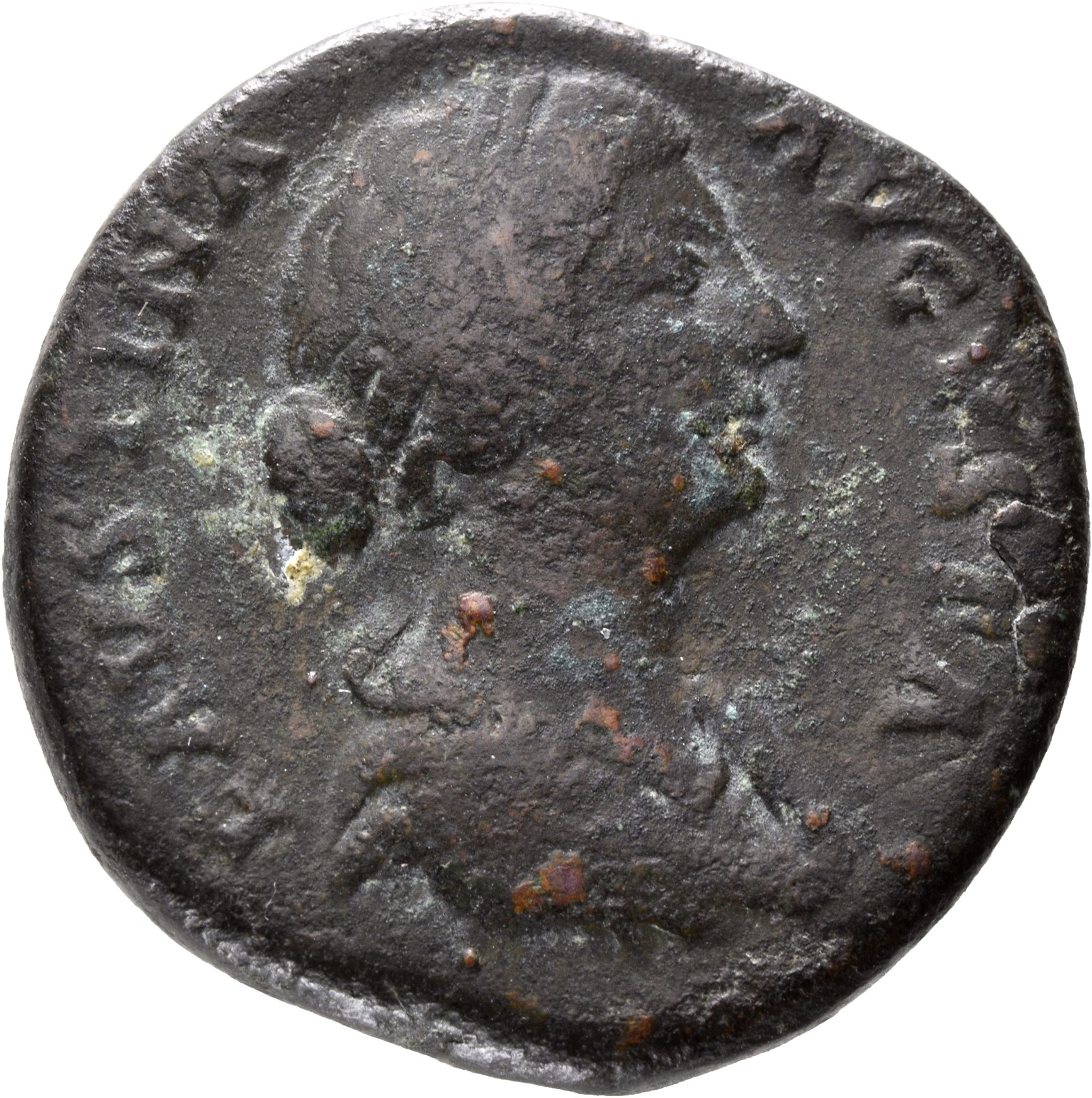 RIC III Marcus Aurelius 1668A Marcus Aurelius obverse, Bust of Faustina the Younger, draped, double row of pearls, hair el...