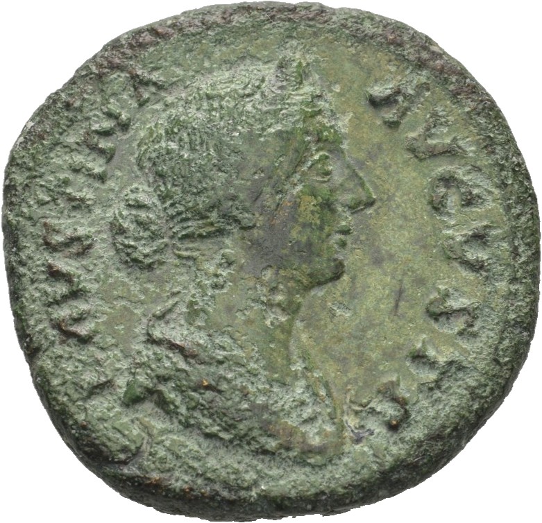 RIC III Marcus Aurelius 1671 Marcus Aurelius obverse, Bust of Faustina the Younger, draped, diademed, hair elaborately wav...