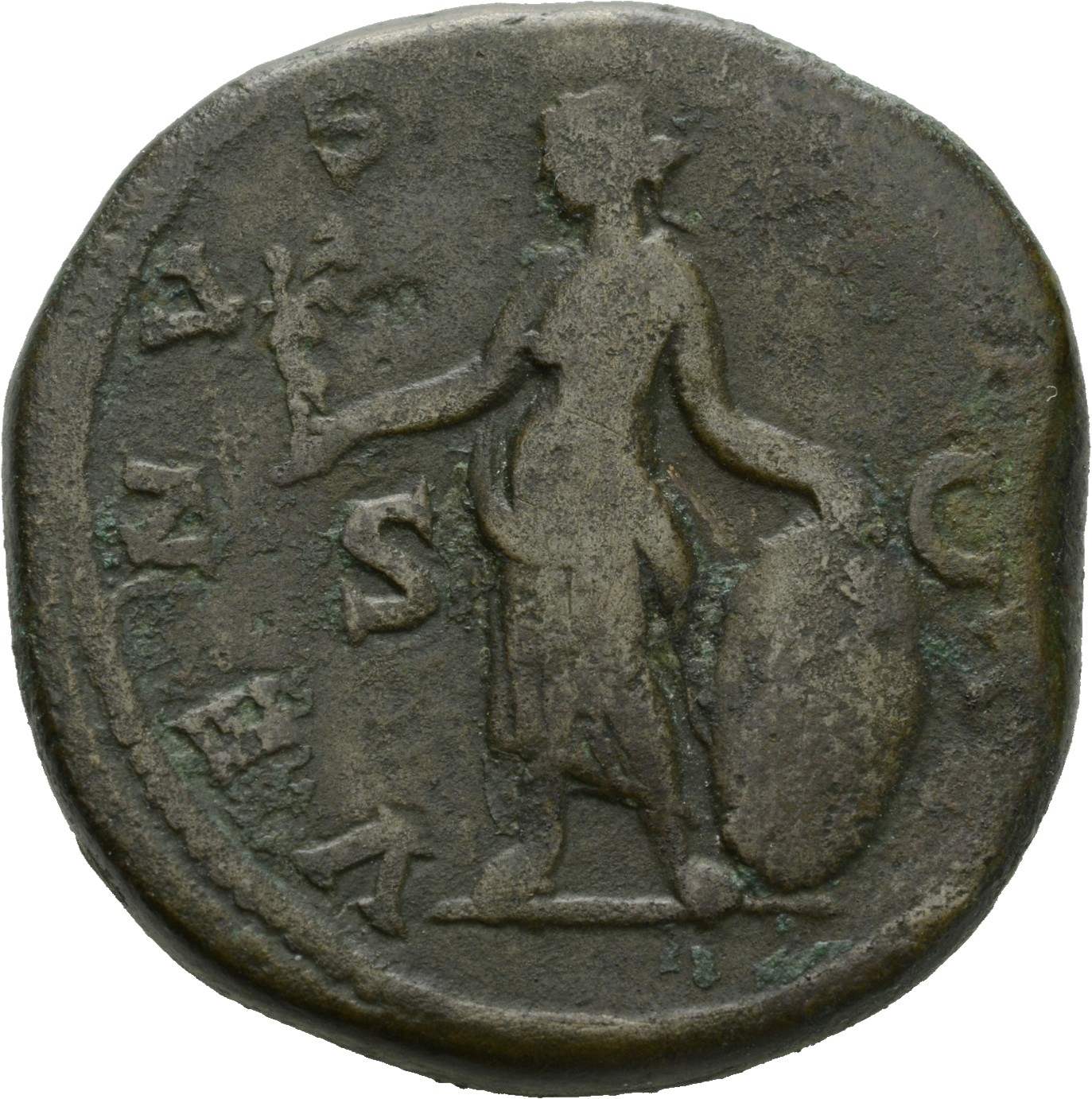RIC III Marcus Aurelius 1688 Marcus Aurelius reverse, Venus, draped, standing left, holding Victory in extended right hand...