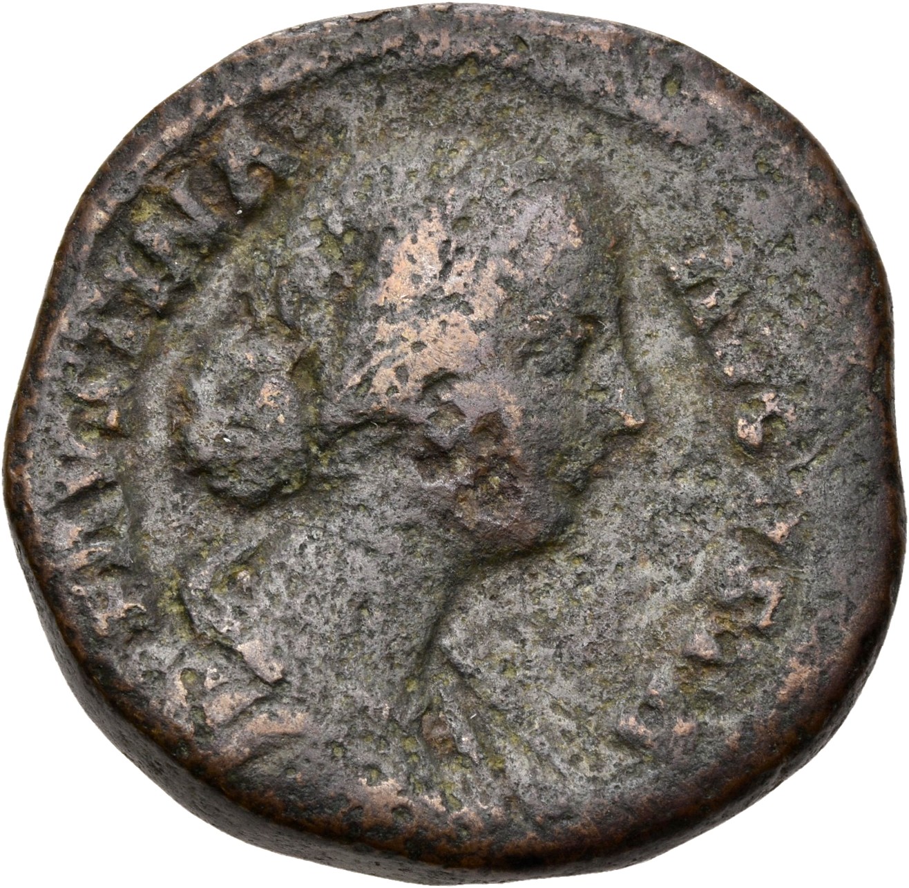 RIC III Marcus Aurelius 1688 Marcus Aurelius obverse, Bust of Faustina the Younger, draped, hair elaborately waved in near...