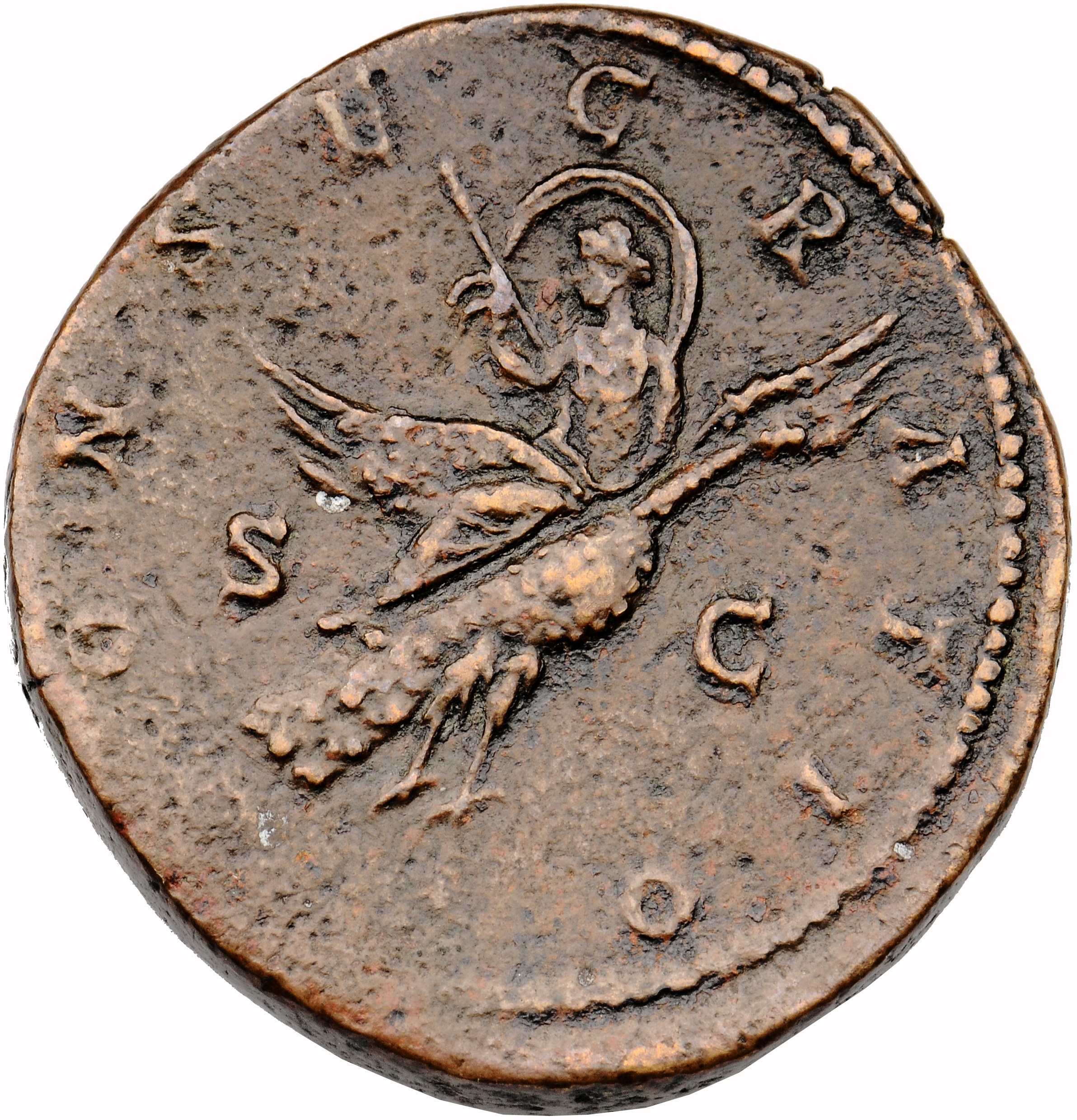 RIC III Marcus Aurelius 1702 Marcus Aurelius reverse, Faustina, with veil floating in a semicircle behind head, draped, ho...