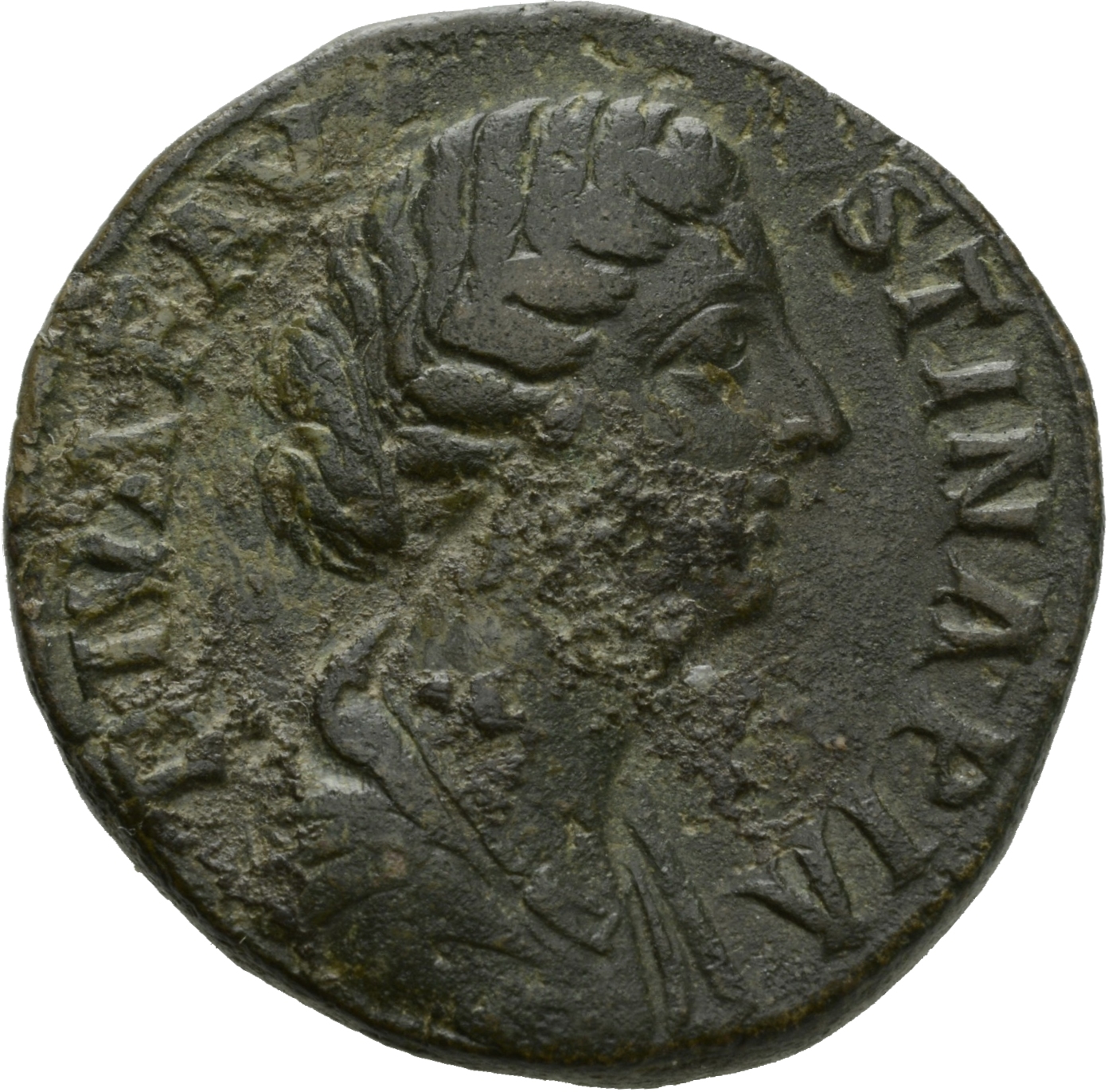 RIC III Marcus Aurelius 1706 Marcus Aurelius obverse, Bust of Faustina the Younger, draped, hair elaborately waved in near...