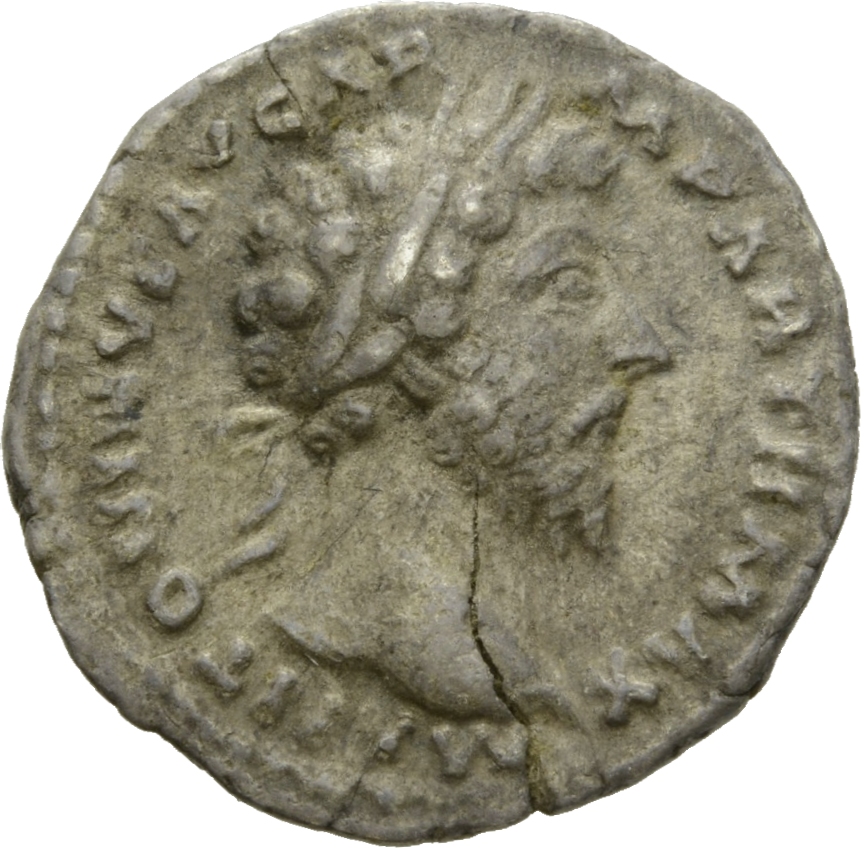 RIC III Marcus Aurelius 171 Marcus Aurelius obverse, Head of Marcus Aurelius, laureate, right