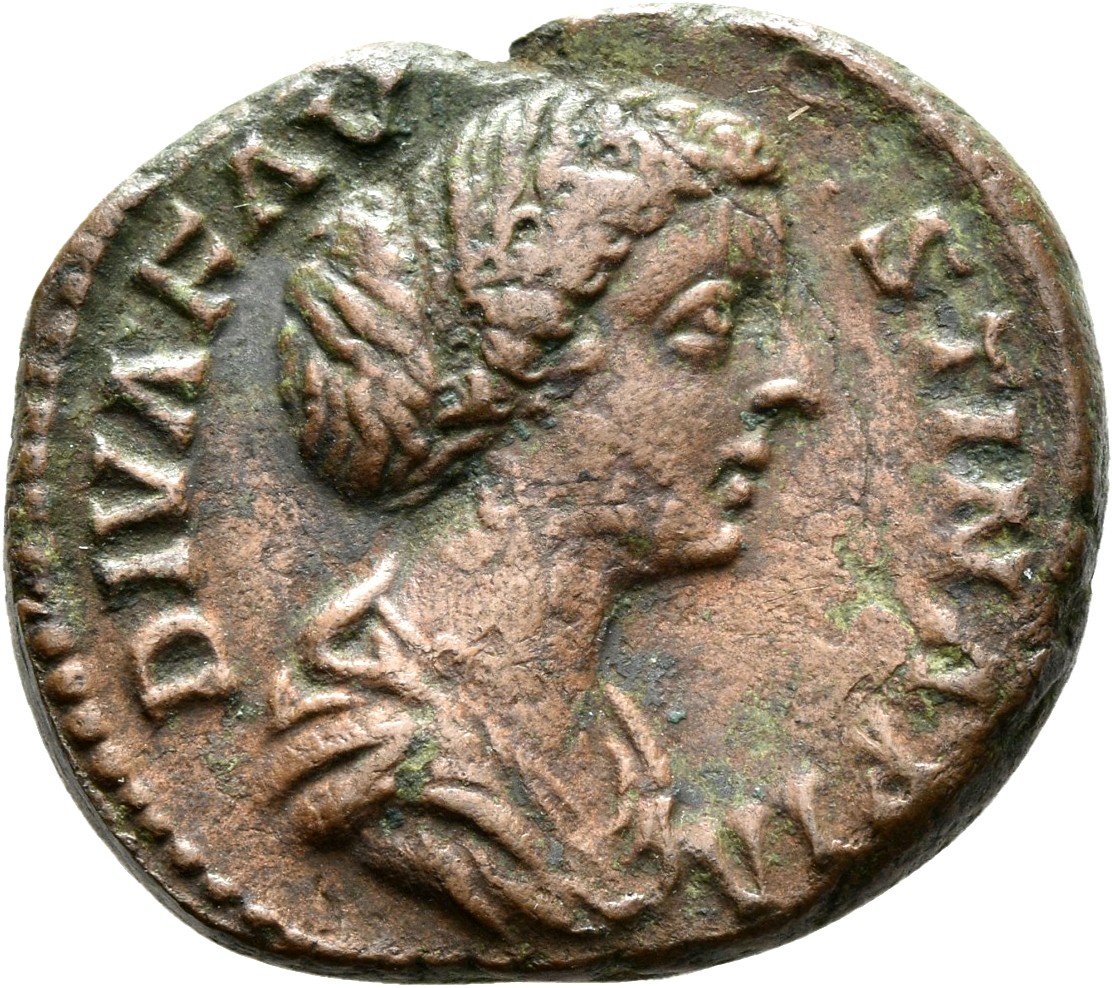 RIC III Marcus Aurelius 1714 Marcus Aurelius obverse, Bust of Faustina the Younger, draped, hair elaborately waved in near...
