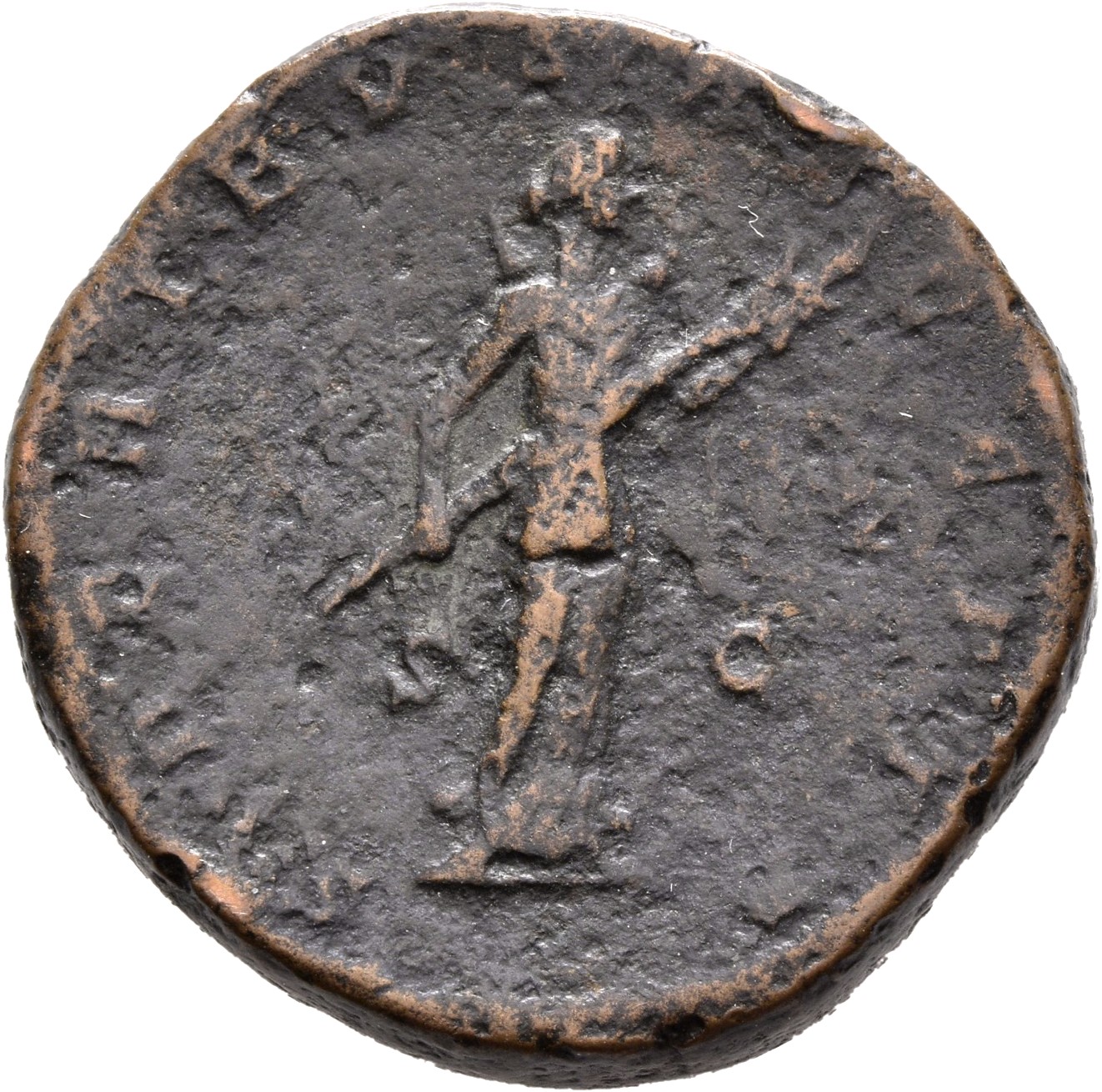 RIC III Marcus Aurelius 1715 Marcus Aurelius reverse, Diana, draped, standing front, head right, holding transverse lighte...