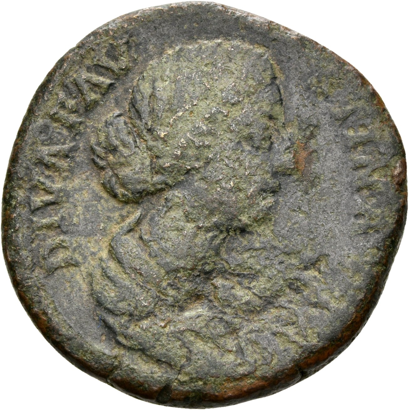 RIC III Marcus Aurelius 1715 Marcus Aurelius obverse, Bust of Faustina the Younger, draped, hair elaborately waved in near...