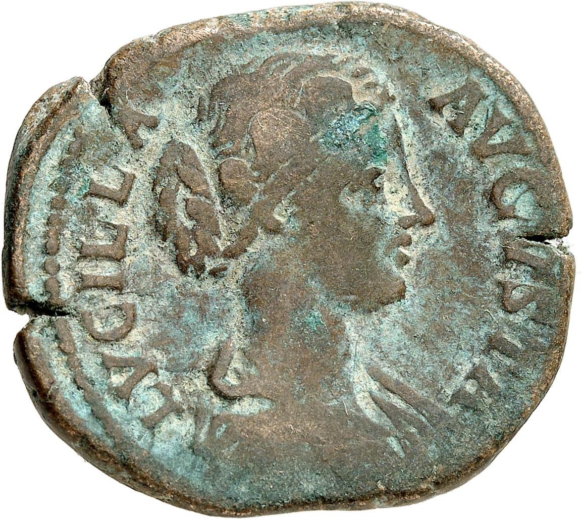 RIC III Marcus Aurelius 1740 Marcus Aurelius obverse, Bust of Lucilla, hair waved and fastened in a low chignon at back of...