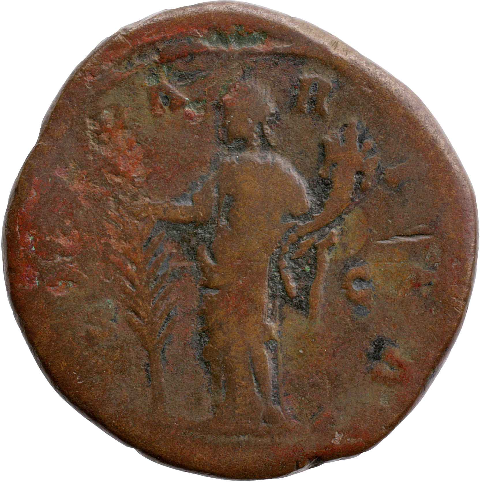 RIC III Marcus Aurelius 1742 Marcus Aurelius reverse, Hilaritas, draped, standing left, holding long palm, nearly vertical...
