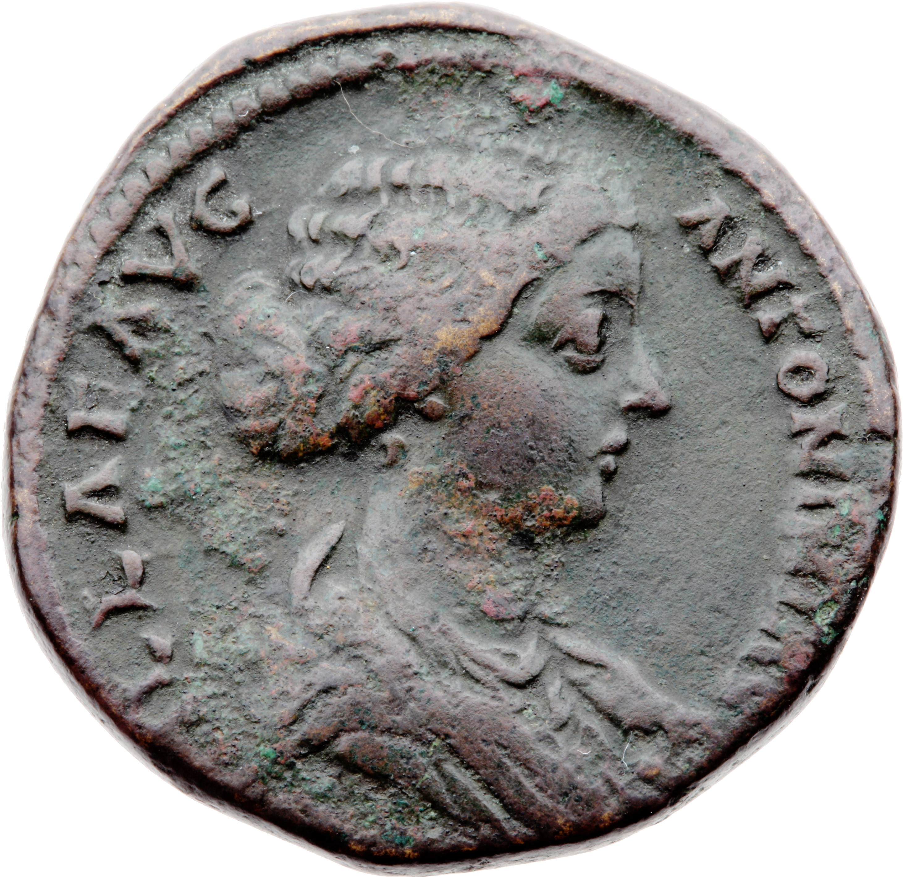 RIC III Marcus Aurelius 1747 Marcus Aurelius obverse, Bust of Lucilla, hair waved and fastened in a low chignon at back of...