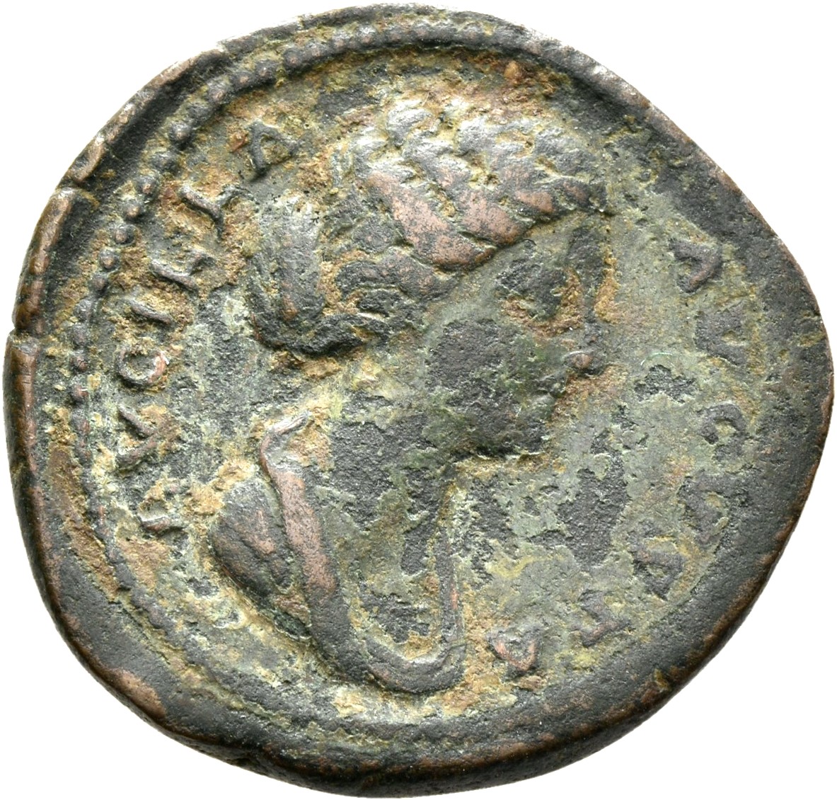 RIC III Marcus Aurelius 1751 Marcus Aurelius obverse, Bust of Lucilla, hair waved and fastened in a low chignon at back of...