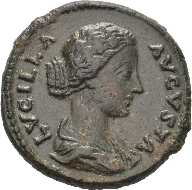 RIC III Marcus Aurelius 1752 Marcus Aurelius obverse, Bust of Lucilla, hair waved and fastened in a low chignon at back of...