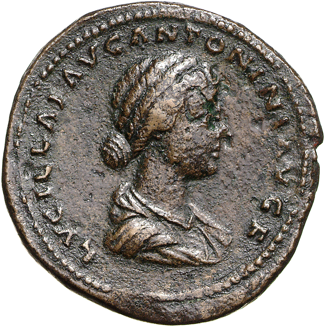 RIC III Marcus Aurelius 1756 Marcus Aurelius obverse, Bust of Lucilla, hair waved and fastened in a low chignon at back of...