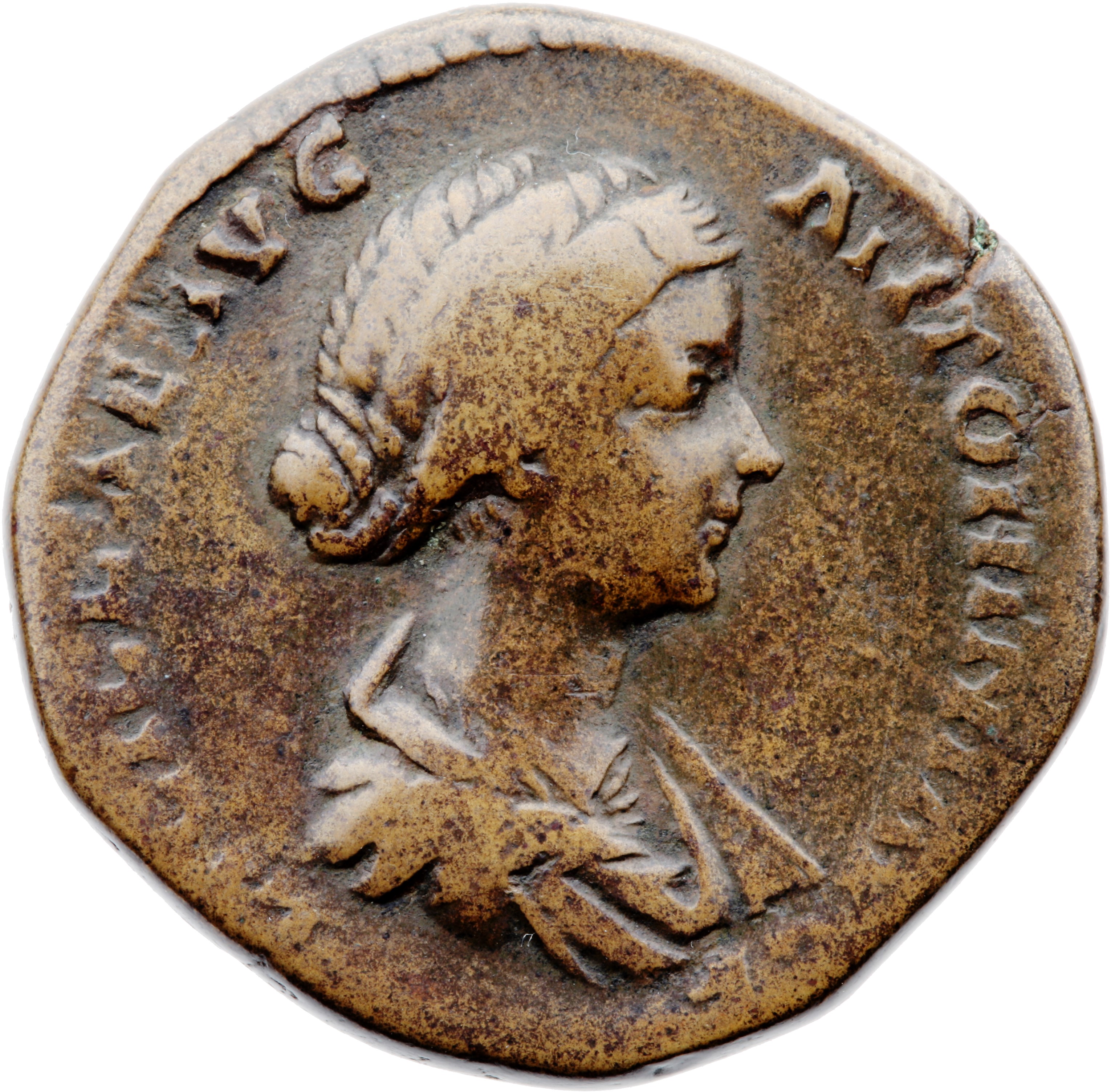 RIC III Marcus Aurelius 1756 Marcus Aurelius obverse, Bust of Lucilla, hair waved and fastened in a low chignon at back of...