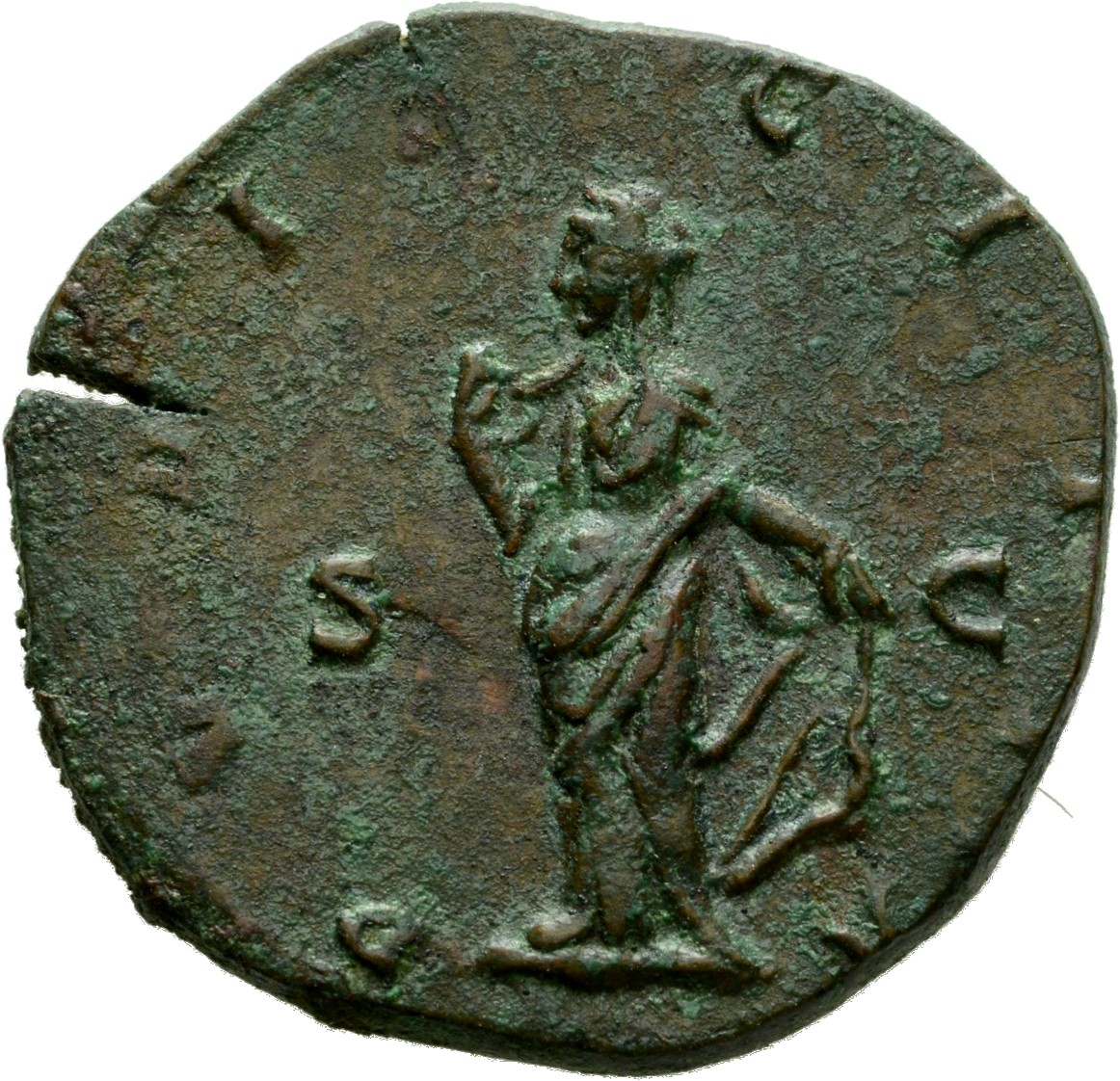 RIC III Marcus Aurelius 1758 Marcus Aurelius reverse, Pudicitia, veiled, draped, standing left, lifting veil in right hand...
