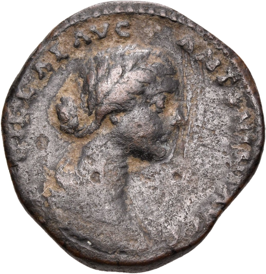 RIC III Marcus Aurelius 1761 Marcus Aurelius obverse, Bust of Lucilla, hair waved and fastened in a low chignon at back of...